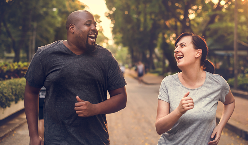 friends burn calories and get their steps in during a New Year's resolution Challenge